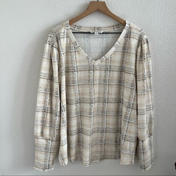 Zac & Rachel Tops - NWT Zac & Rachel Woman Plaid Print V-Neck Ruffle Sleeve Detail 3X